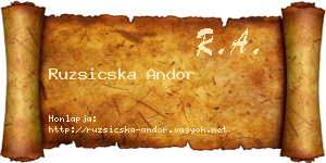 Ruzsicska Andor névjegykártya